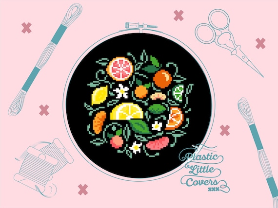 Citrus Fruit Cross Stitch Pattern – Modern Kitchen Decor (PDF Pattern)