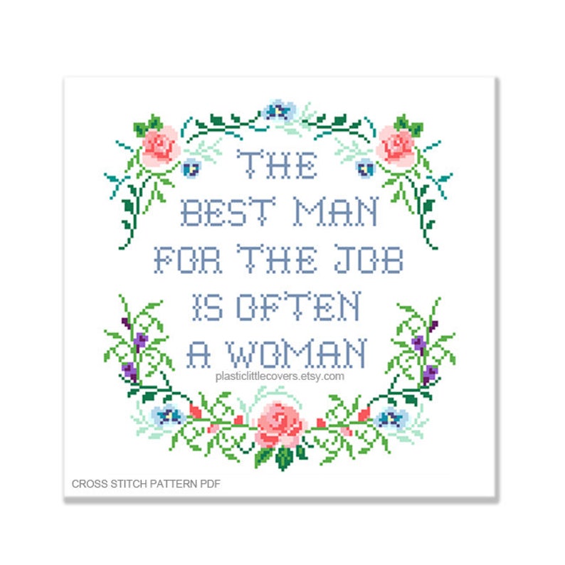 Instant Download. Feminist Funny Cross Stitch Pattern pdf Modern Floral Cross Stitch Pattern pdf The Best Man..