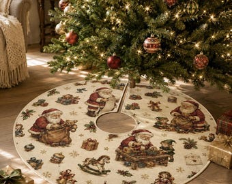 Vintage julgranskjol för tomten, 102 cm julgransmatta för julgranen, traditionell juldekoration, lantlig juldekoration
