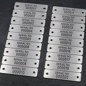 Serienmäßige Inventaretiketten, fortlaufend nummerierte Metalletiketten für Geräte mit Barcode oder individuellem Text