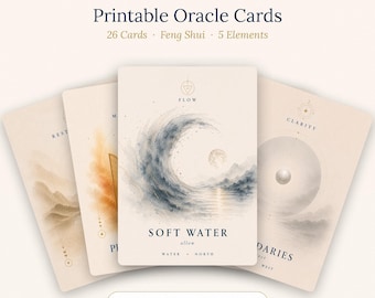 Printable Oracle Cards, Feng Shui Energy Breathwork Deck (Digital Download, 2 sizes)