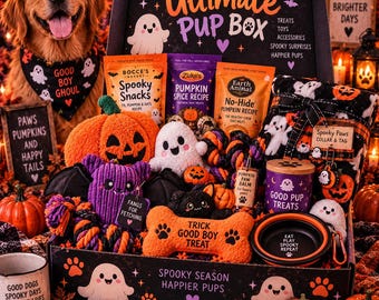 Halloween cadeaubox voor honden | Spookachtig speelgoed, snoepjes en accessoires (samengesteld)