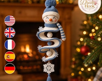 Spiral Snowman Crochet Pattern PDF, Nordic Christmas Ornamen