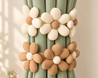 Floral Curtain Tiebacks | Handmade Elastic Flower Holdbacks for Kids Room Window Decor