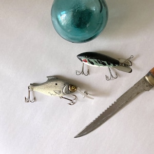 Vintage Heddon Preyfish Series 560 Natural (American) Shad Fishing Lure Plus One Unmarked Refurbished Fishing Lure | Beach House Decor