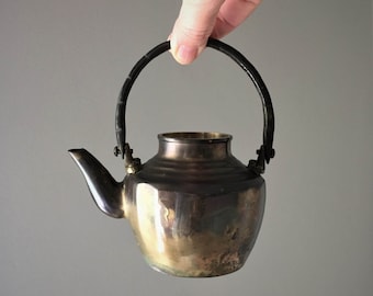 Vintage Very Heavy Solid Brass Miniature Tea Kettle | Decorative Mini Kettle