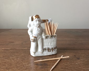 1940s Porcelain Little Dutch Boy Toothpick or Match Holder