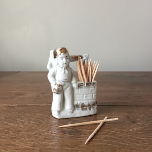 1940s Porcelain Little Dutch Boy Toothpick or Match Holder
