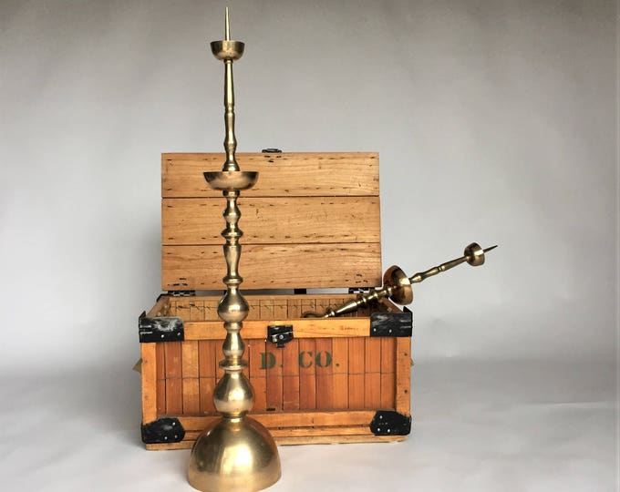 Brass Floor Candlesticks, Vintage Pillar Candleholders, 38 Inch Altar