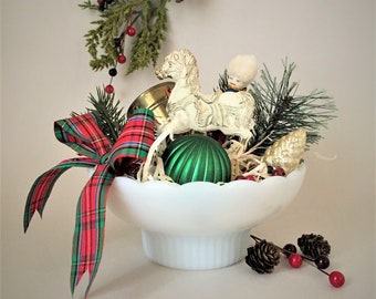 Hand Made Old Fashioned Toy Shop Christmas Decor | Holiday Centerpiece Assembled from Vintage Parts | Children's Christmas Party Decor