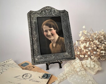 Vintage Ornate Tabletop Picture Frame | 1920s Plated Metal Portrait Frame with Optional Photograph from Atlanta Photography Studio