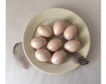 Vintage Ceramic Eggs Set of 8 | Hand Made Speckled Brown Eggs | Easter Egg Decor | Bowl Filler Eggs | Farmhouse Kitchen Decor
