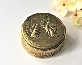 Vintage Italian Silver Jewelry Box, Guido Galbiati Ring Presentation Box, Embossed Keepsake Box, Repousse Trinket Pill Storage