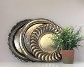 Vintage Silver Plated Platters, Three Large Serving Trays, Ornate Plates, Instant Collection, Wedding Reception Decor, Shabby Cottage Decor