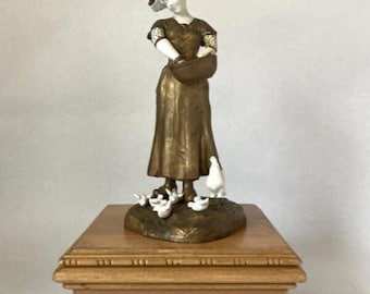 Antique Bisque and Patinated Spelter Sculpture after French Artist Mednat 10″