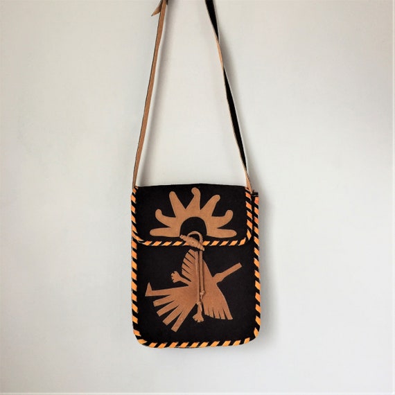 Vintage Chocolate Brown Suede Shoulder Bag with Co
