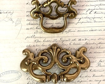 Rococo Revival Drawer Pull | Salvaged Brass Cabinet Hardware ONE AVAILABLE