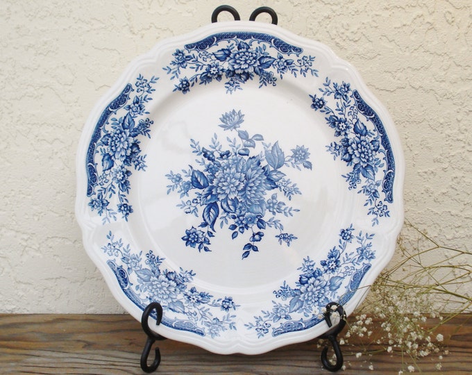 Large Platter Blue Carnation 4235 Ironstone Round 12 Inches Etsy
