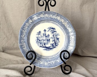 Antique English Transferware Palmyra Pattern Plate Acorn and Oak Leaf Border by Jacob Furnival