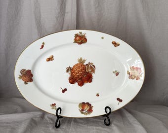 Vintage Heavy Porcelain Platter with Fruit Motif by C P & Co (Pillivuyt) Made in France 18" Pristine Condition