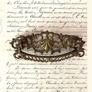 Vintage to Antique Cast Brass Victorian Style Ornate Drawer Pull | Salvaged Cabinet Hardware for Furniture Restoration
