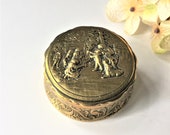 Vintage Italian Silver Jewelry Box, Guido Galbiati Ring Presentation Box, Embossed Keepsake Box, Repousse Trinket Pill Storage