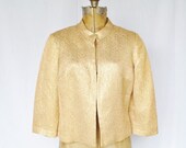 Veste de brocart or vintage femmes, recadrée veste Party, années 1950 veste d'or
