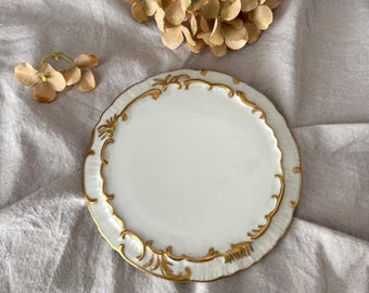 Vintage Porcelain Trivet with Hand Painted Gold Scrolls 1976 6.25"