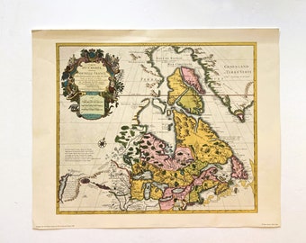 Vintage Copy of 18th Century Map of Canada and the Great Lakes After Guillaume de L'Isle by Penn Press