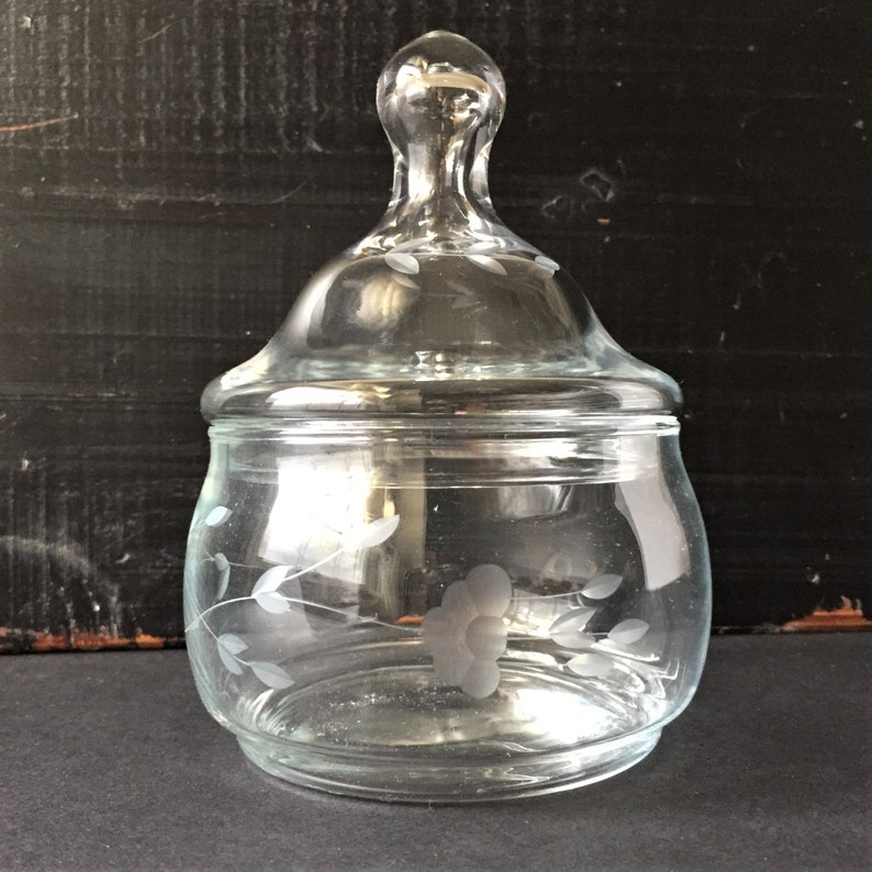 Etched Glass Apothecary Jars Initial H Monogram Jar With Lid Etsy