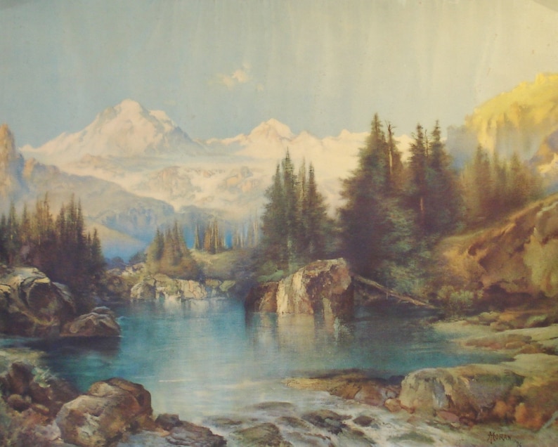 Thomas Moran Offset Lithograph View of the Rocky Mountains / Etsy