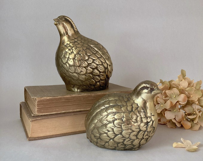 Vintage Brass Quail Figurines in Larger Graduated Sizes a Pair Etsy