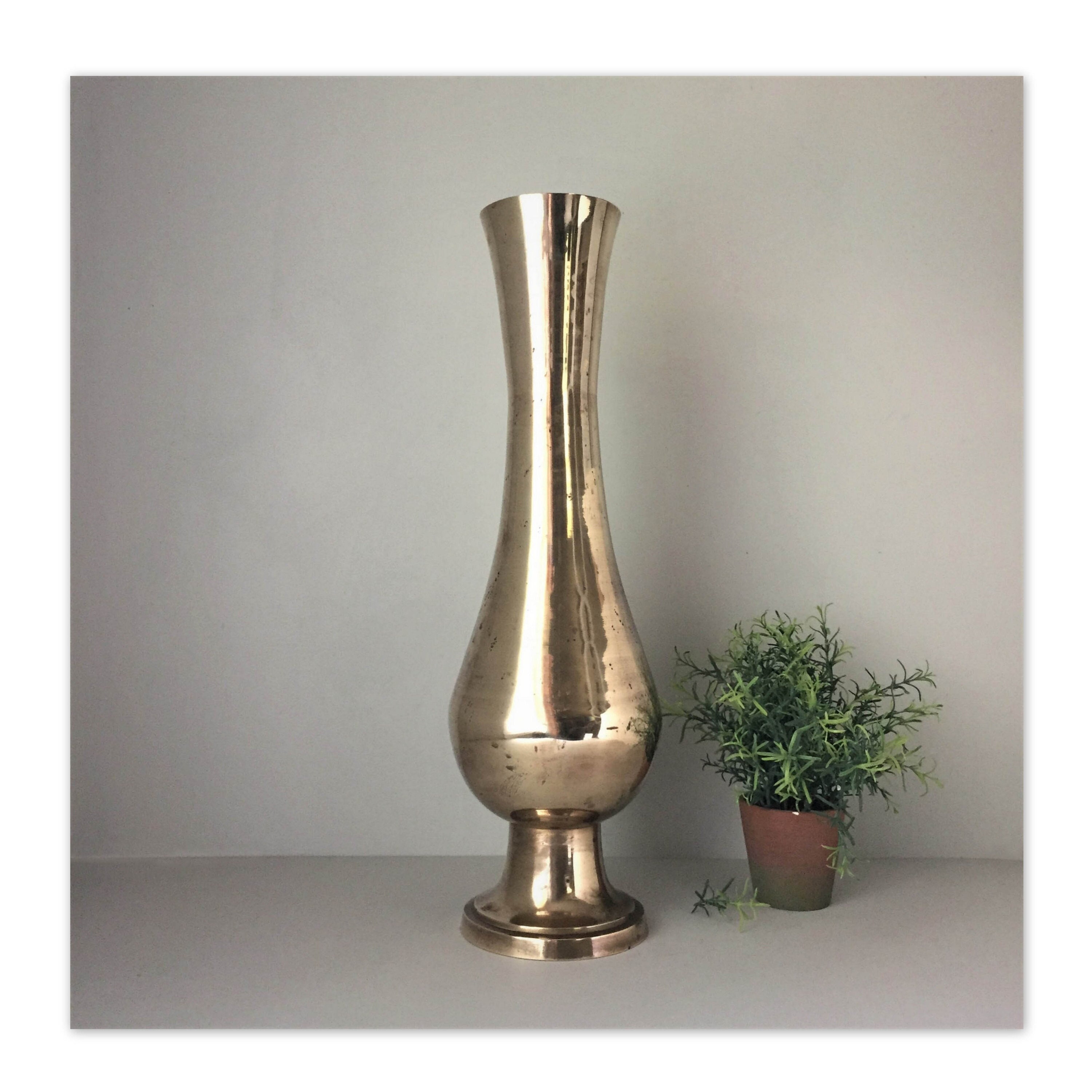 Tall Brass Vase 