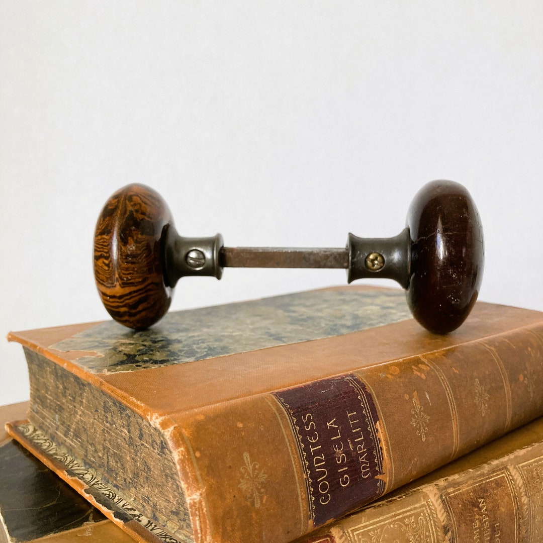 Picture of Antique Brown Swirl and Plain Brown Doorknobs | Salvaged Door Hardware ...