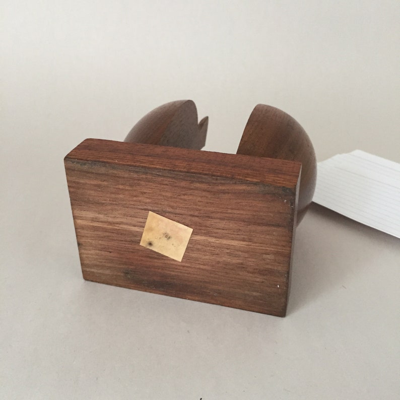 Vintage Pencil and Memo Holder Wooden Apple Desk Organizer Modern Office Decor image 10