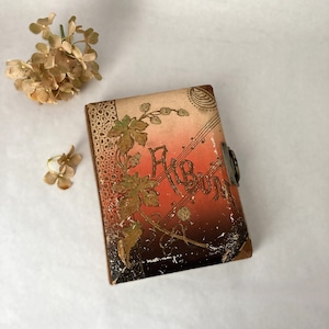 Antique Photo Album with Floral Celluloid Covers and Metal Clasp No Photos | Victorian Memory Book