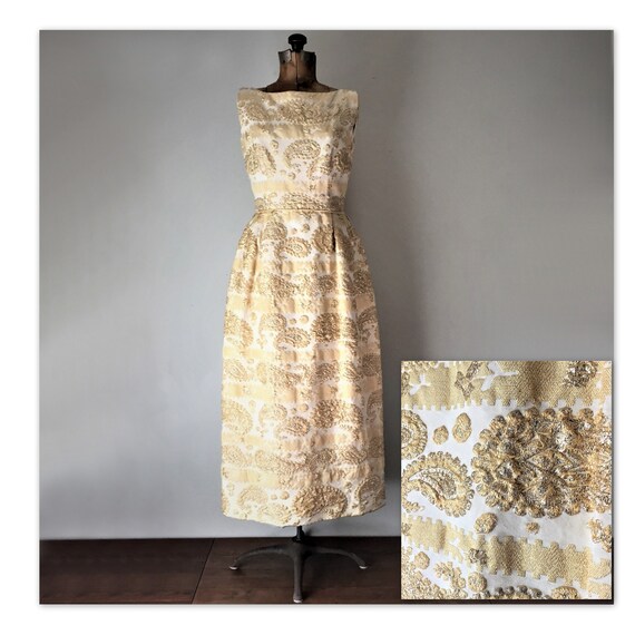 Vintage 1960s Lamé Brocade Cocktail Dress by Nat K