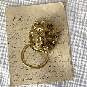 Vintage Brass Lion&#39;s Head Furniture Pull or Wall Hook