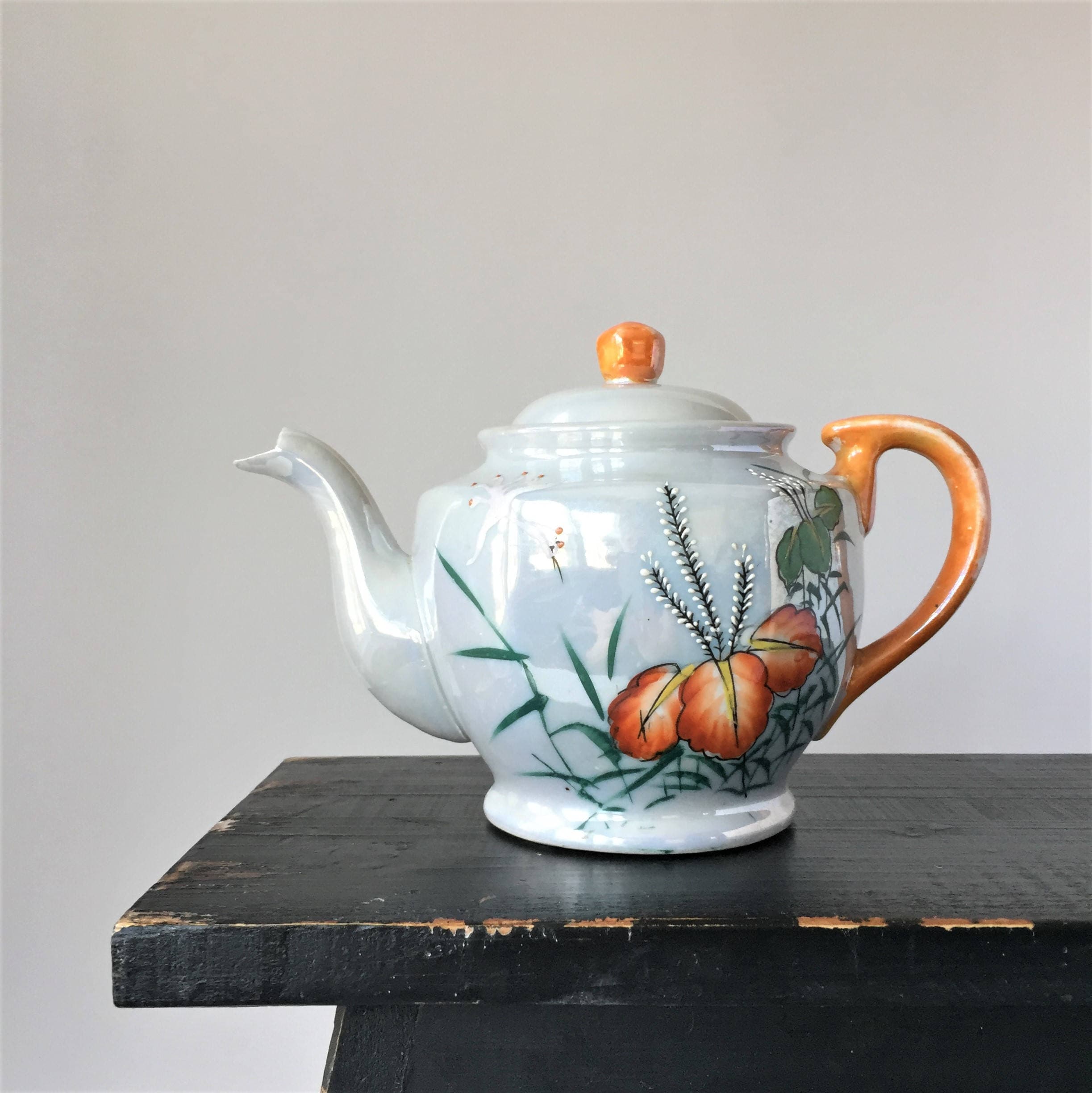 Lusterware Teapot Vintage Japanese Teapot Hand Painted