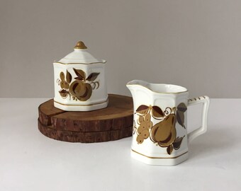 Vintage Mikasa Terra Stone Romano 7118 Creamer and Sugar | Modern Rustic Tableware | Gifts for Her