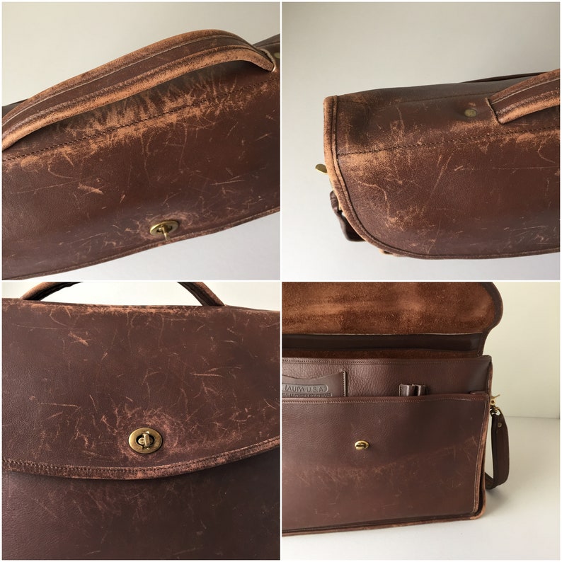 Naturally Distressed Leather Messenger Bag by Laura USA