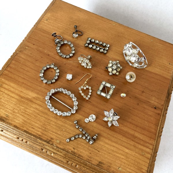 Vintage Jewelry Destash Glass and Crystal Jewelry Pieces for Crafts and Repurposing 15 Dollar Gifts