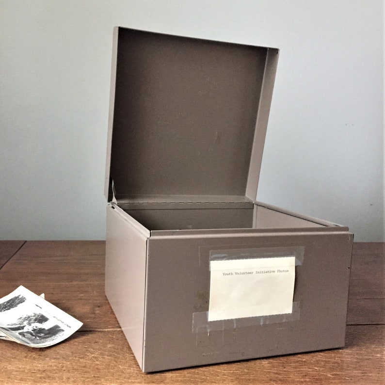 Large metal index card file box etsy