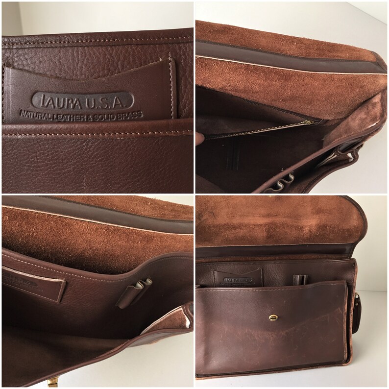 Naturally Distressed Leather Messenger Bag by Laura USA