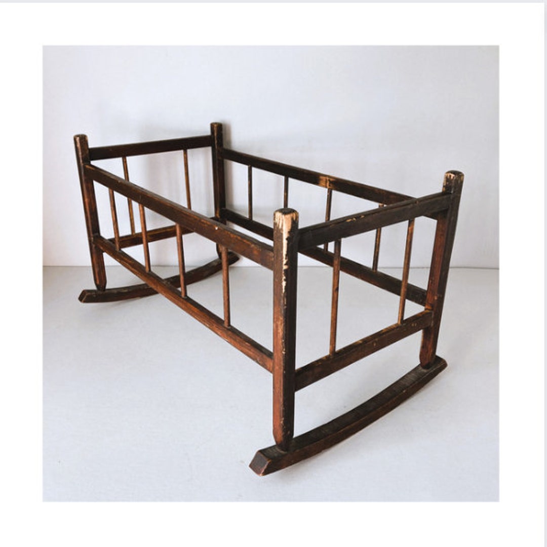 Antique Wooden Doll Cradle or Unique Bed for Cats or Small Dogs Pegged