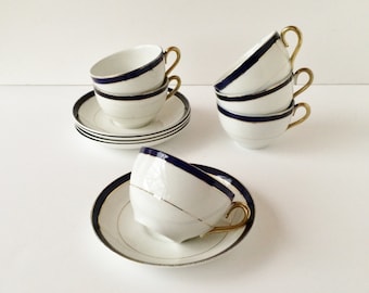 Vintage Myott Son & Co England Cups and Saucers Set of Five