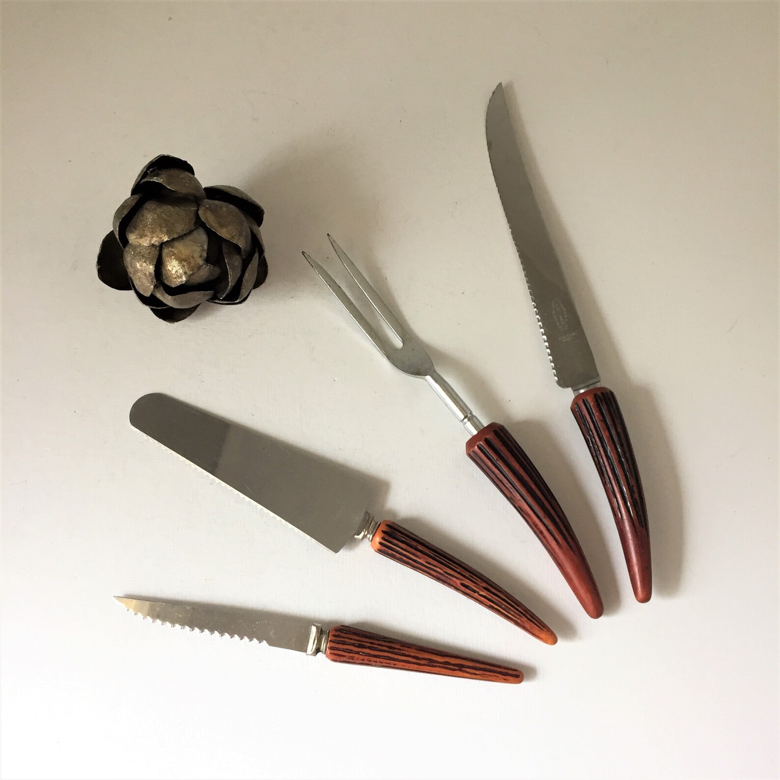 Vintage Mid Century Kitchen Utensil Gift Set With Faux Stag Horn ...