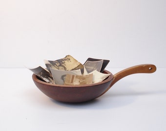 Vintage Wooden Bowl With Handle by Mort N Marton Corp