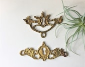 Victorian Keyhole Covers, Hand Tooled Italian Escutcheons, Vintage Furniture Hardware, Antique Drawer Key Covers, Salvaged Hardware