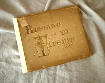 Antique Souvenir Book with Photographic Views of Florence Italy in Italian and French Ca. 1900